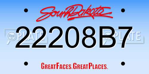 22208B7 South Dakota License Plate