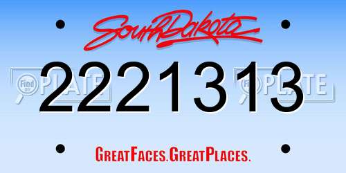 2221313 South Dakota License Plate
