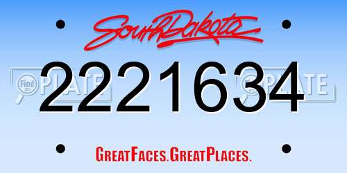 2221634 South Dakota License Plate