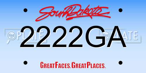 2222GA South Dakota License Plate