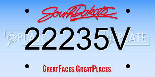 22235V South Dakota License Plate