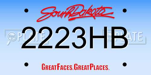 2223HB South Dakota License Plate