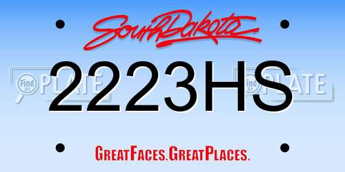 2223HS South Dakota License Plate
