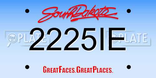 2225IE South Dakota License Plate