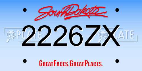 2226ZX South Dakota License Plate