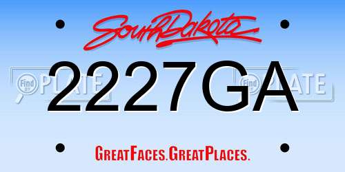 2227GA South Dakota License Plate