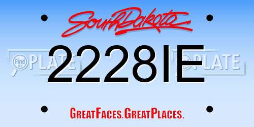 2228IE South Dakota License Plate