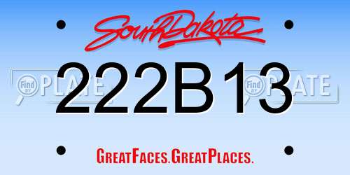 222B13 South Dakota License Plate