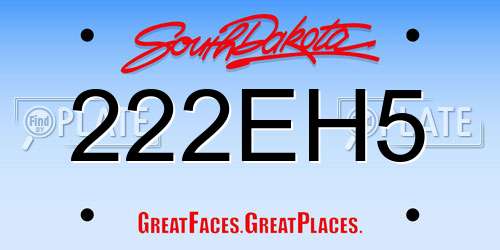 222EH5 South Dakota License Plate