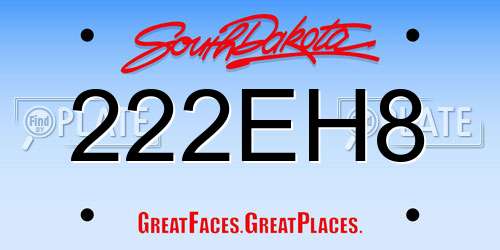 222EH8 South Dakota License Plate