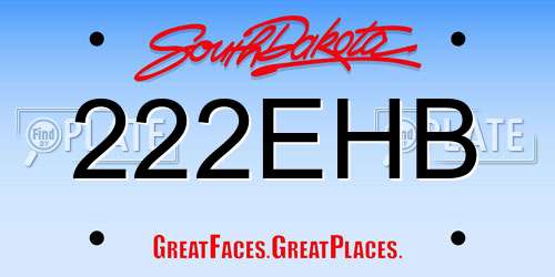 222EHB South Dakota License Plate