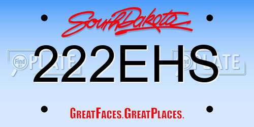 222EHS South Dakota License Plate