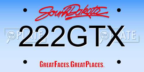 222GTX South Dakota License Plate