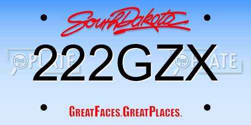 222GZX South Dakota License Plate