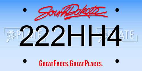 222HH4 South Dakota License Plate