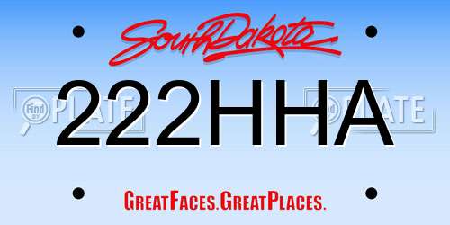 222HHA South Dakota License Plate