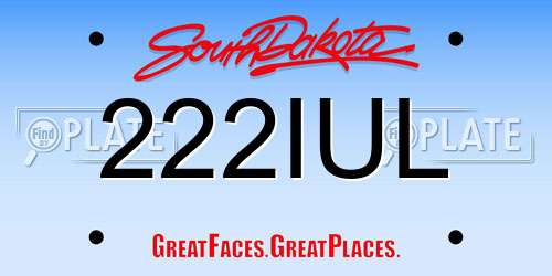 222IUL South Dakota License Plate