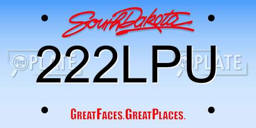 222LPU South Dakota License Plate