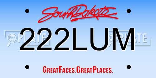 222LUM South Dakota License Plate