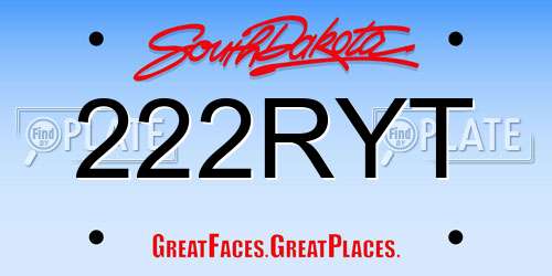 222RYT South Dakota License Plate