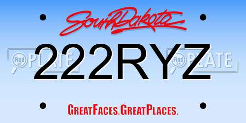 222RYZ South Dakota License Plate