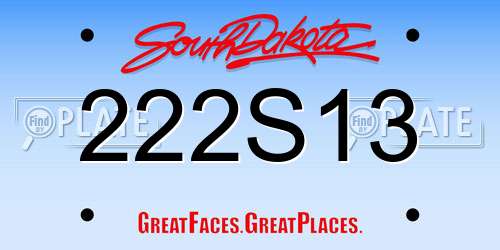 222S13 South Dakota License Plate
