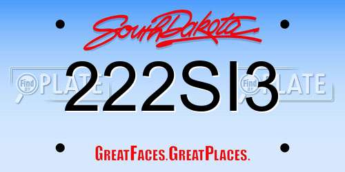 222SI3 South Dakota License Plate