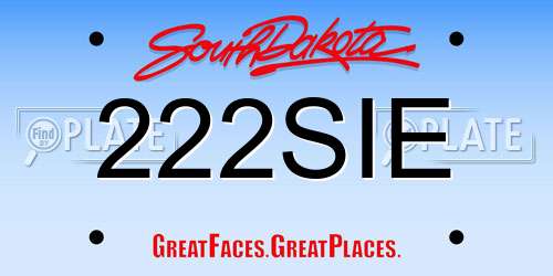 222SIE South Dakota License Plate