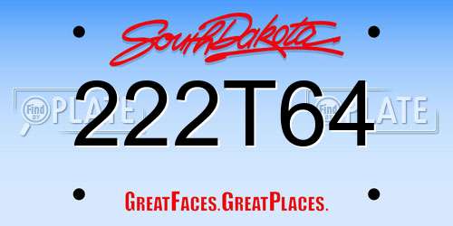 222T64 South Dakota License Plate