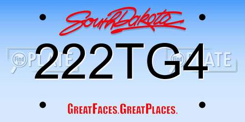 222TG4 South Dakota License Plate