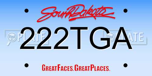 222TGA South Dakota License Plate
