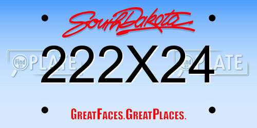 222X24 South Dakota License Plate