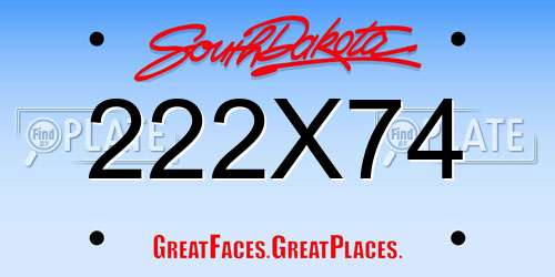 222X74 South Dakota License Plate
