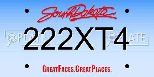 222XT4 South Dakota License Plate