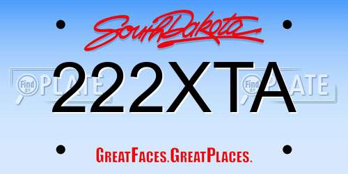 222XTA South Dakota License Plate