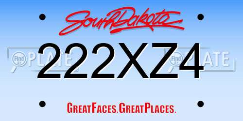222XZ4 South Dakota License Plate