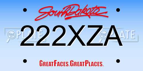 222XZA South Dakota License Plate