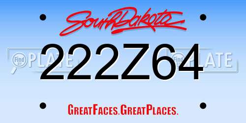 222Z64 South Dakota License Plate