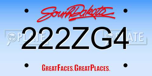 222ZG4 South Dakota License Plate