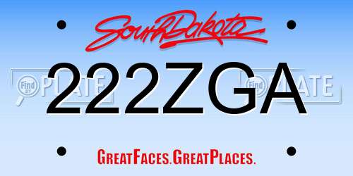 222ZGA South Dakota License Plate
