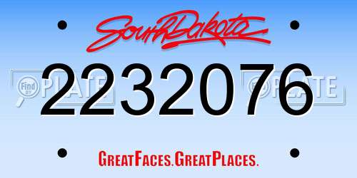 2232076 South Dakota License Plate