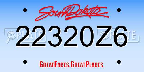 22320Z6 South Dakota License Plate
