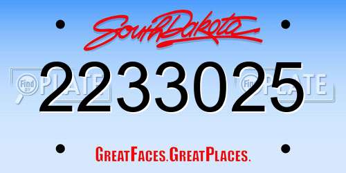 2233025 South Dakota License Plate
