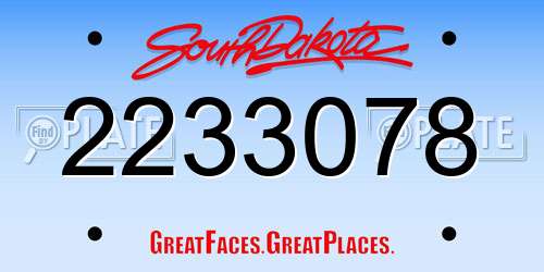 2233078 South Dakota License Plate