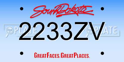 2233ZV South Dakota License Plate