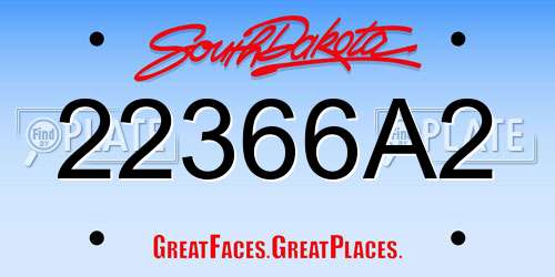 22366A2 South Dakota License Plate