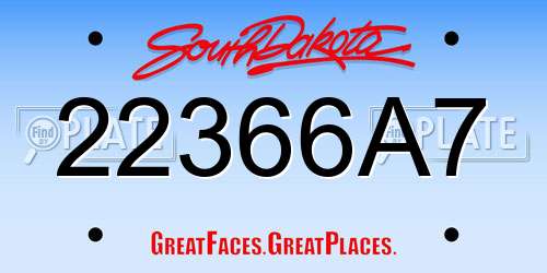 22366A7 South Dakota License Plate