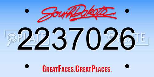 2237026 South Dakota License Plate
