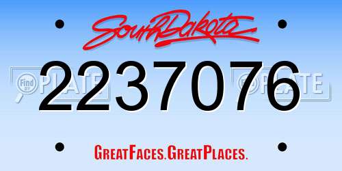 2237076 South Dakota License Plate