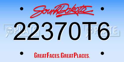 22370T6 South Dakota License Plate
